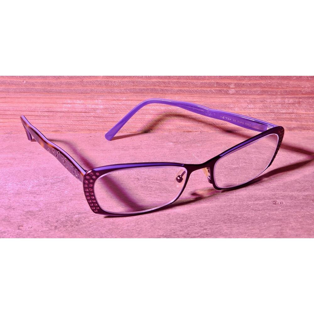 Caviar M1769 C43 Purple Tortoise Rhinestone Rectangular Eyeglass Frames 53-17-13
